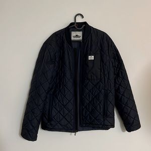 Penfield Quilted Bomber Jacket. Navy, Large.
